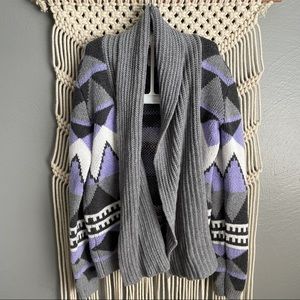 Cat & Jack Bohemian grey & purple cardigan  sz 7/8